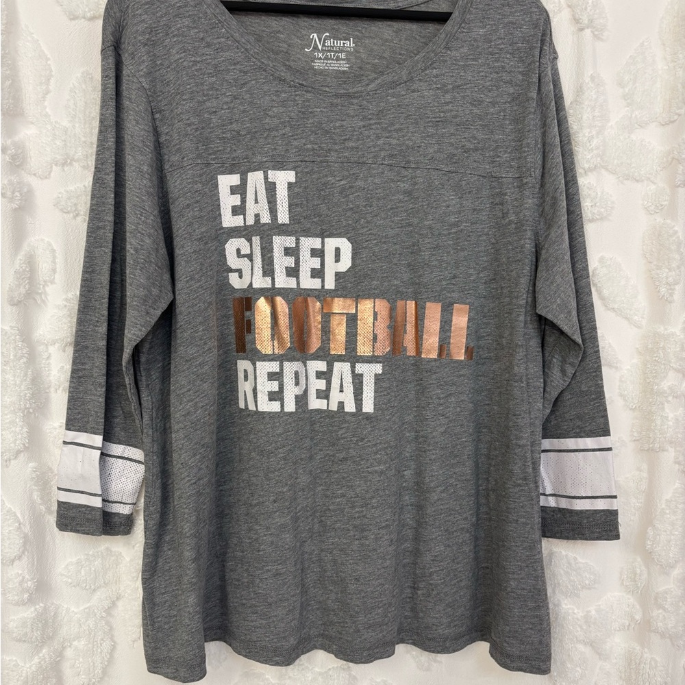 Natural Reflections Heather Gray Football Tee 1X
